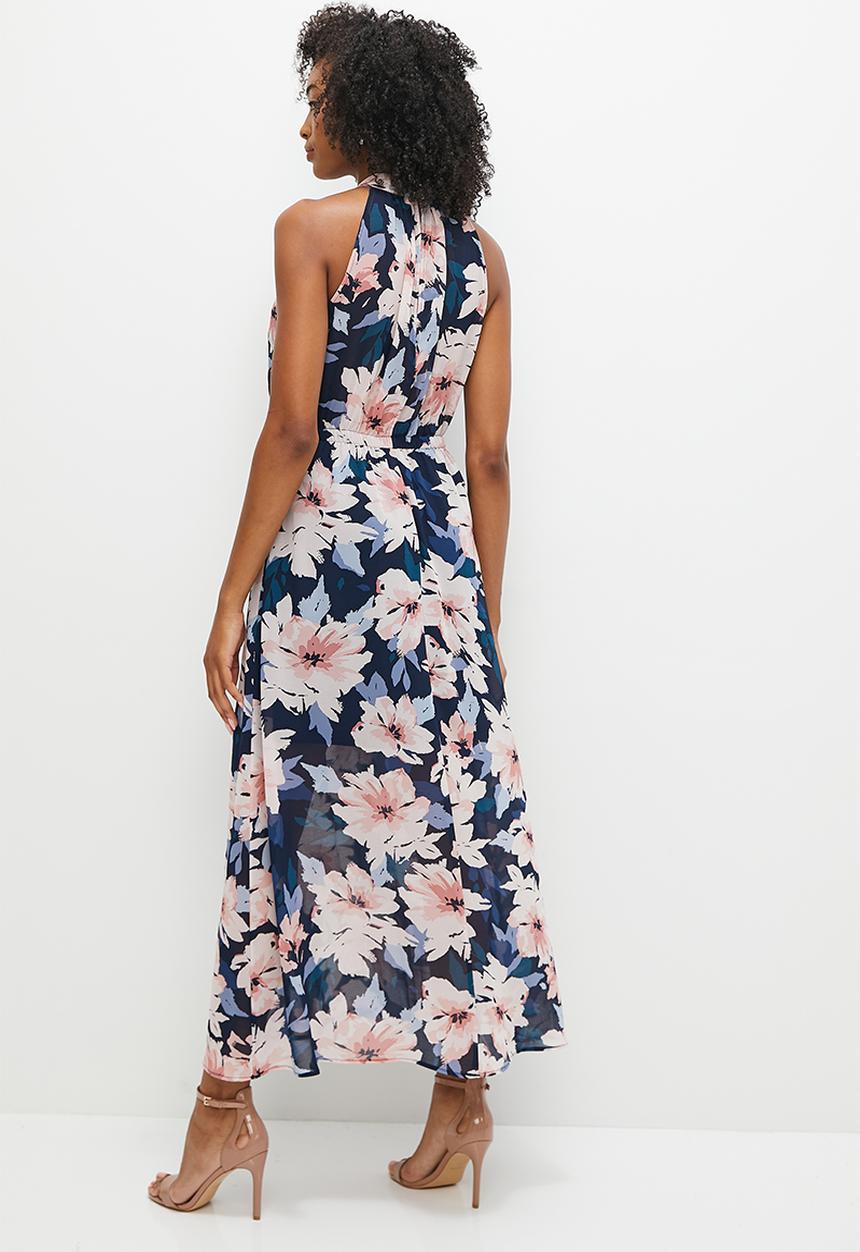 MILLA - Soft waist maxi halter with back detail - navy 