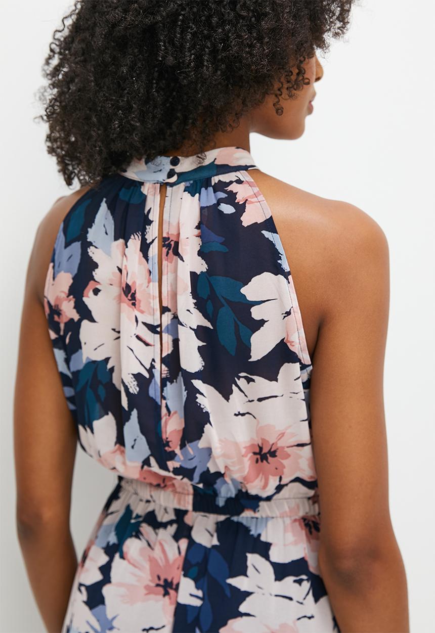 MILLA - Soft waist maxi halter with back detail - navy 