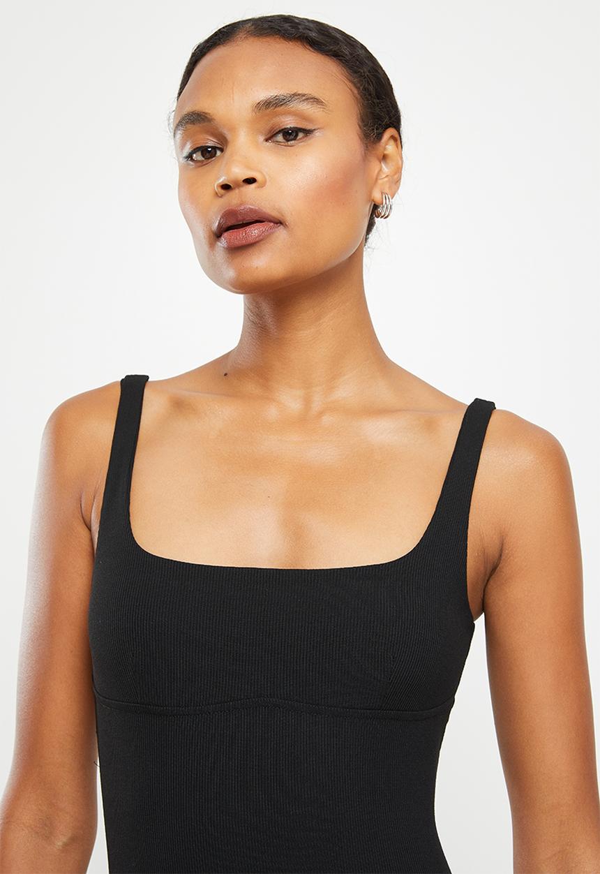 dailyfriday - Square neck bodycon - black