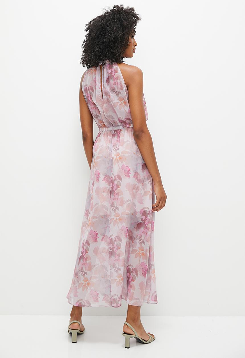 MILLA - Soft waist maxi halter with back detail - shadow floral