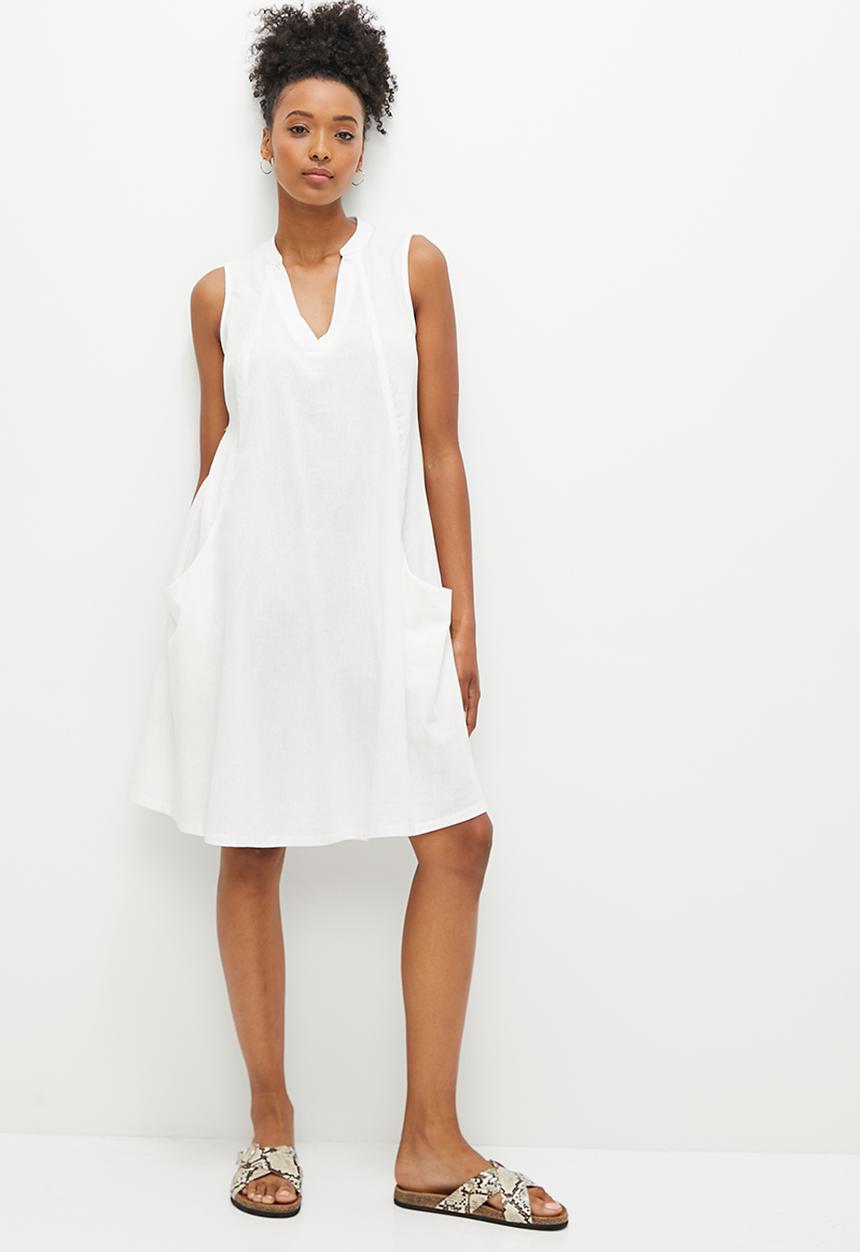 edit - Linen pocket detail swing dress - milk