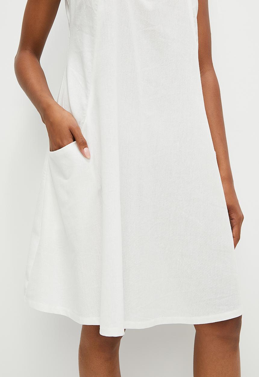 edit - Linen pocket detail swing dress - milk