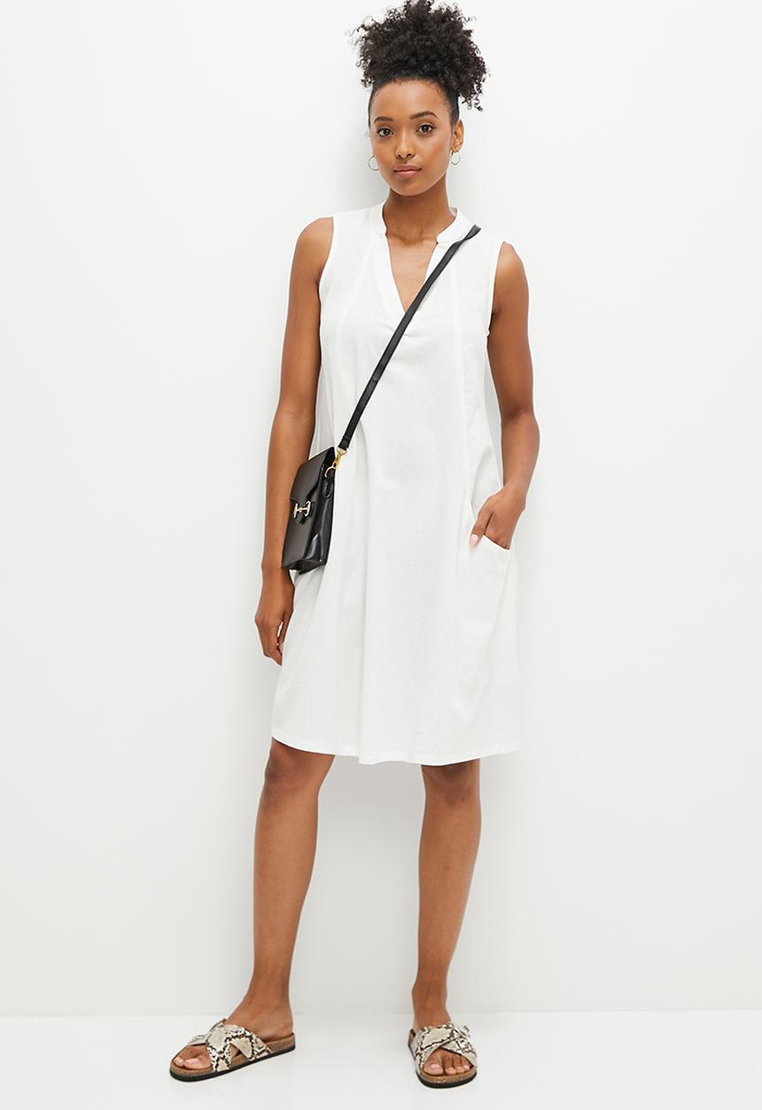 edit - Linen pocket detail swing dress - milk
