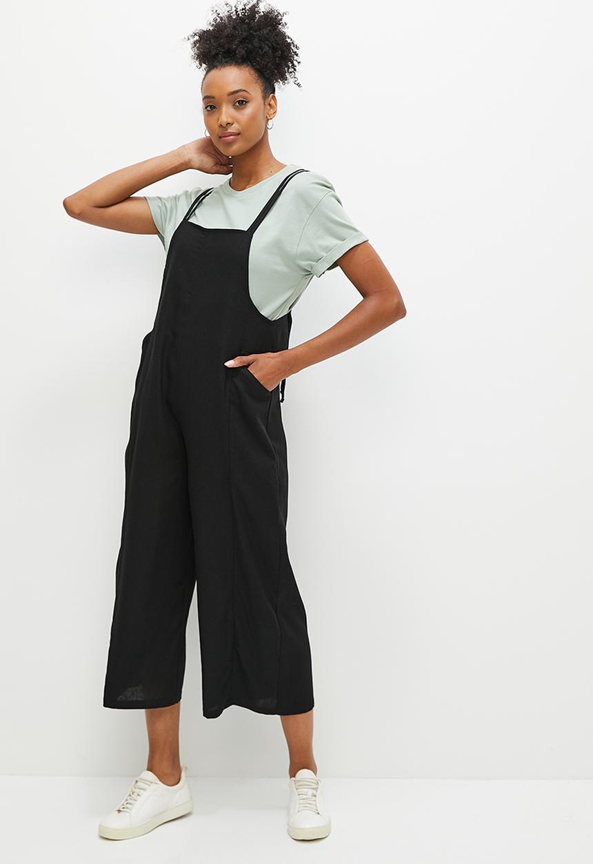 edit - Linen loose fit jumpsuit - black
