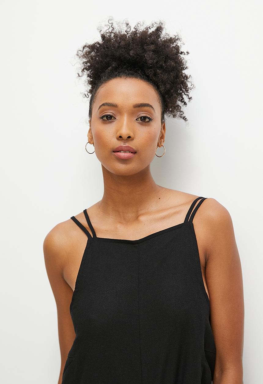 edit - Linen loose fit jumpsuit - black