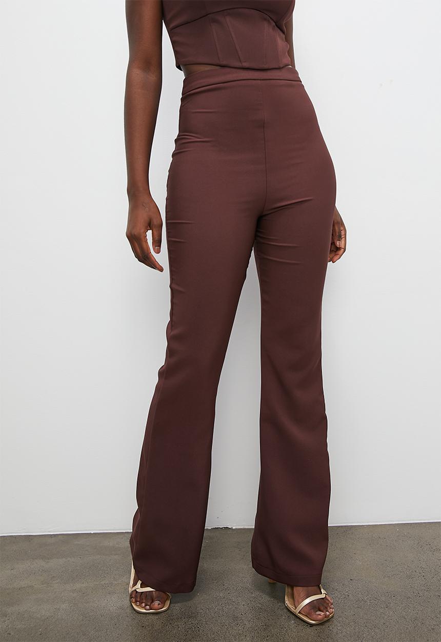 VELVET - Co-ord formal statement kick flare trouser - deep mahogany