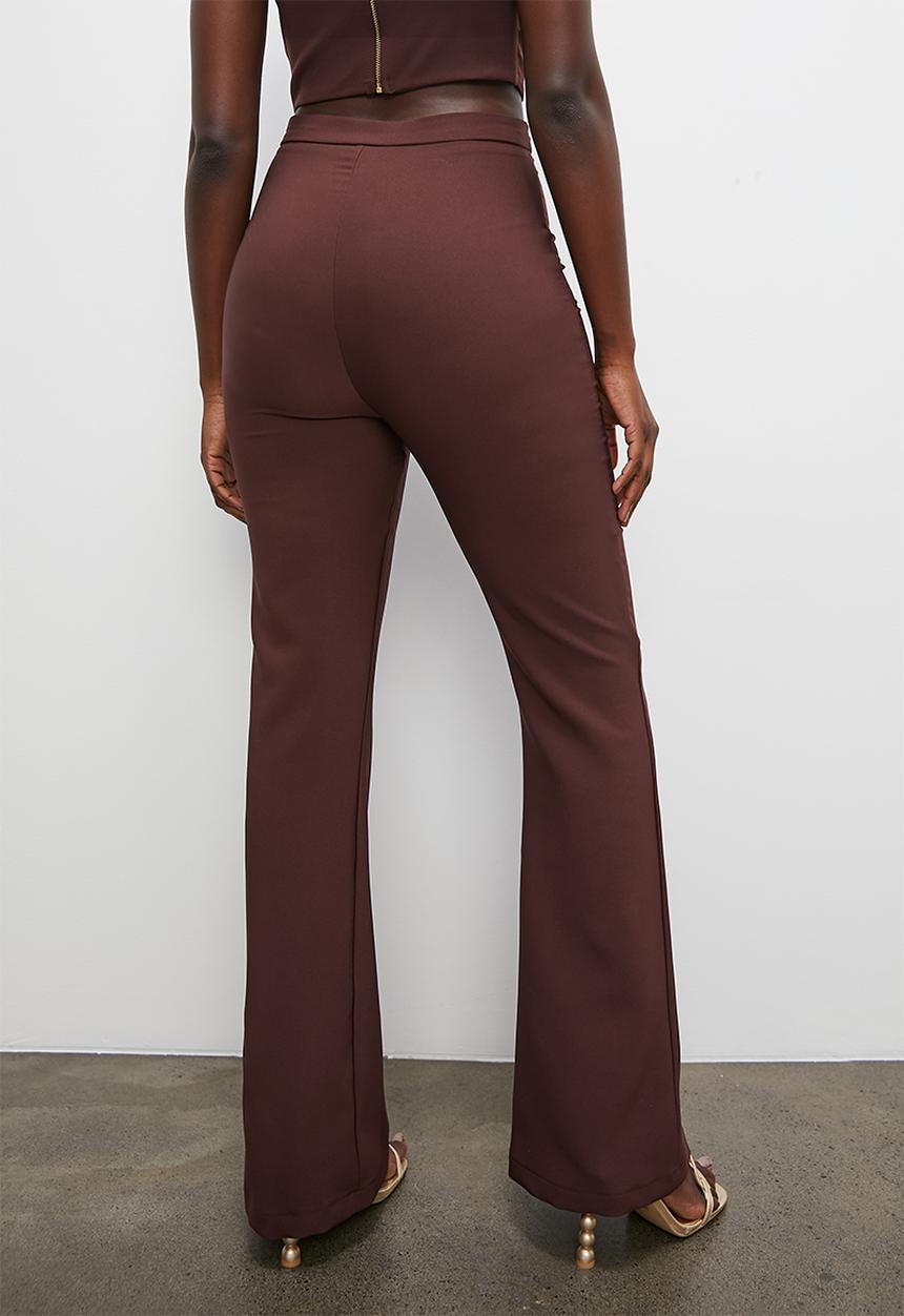 VELVET - Co-ord formal statement kick flare trouser - deep mahogany