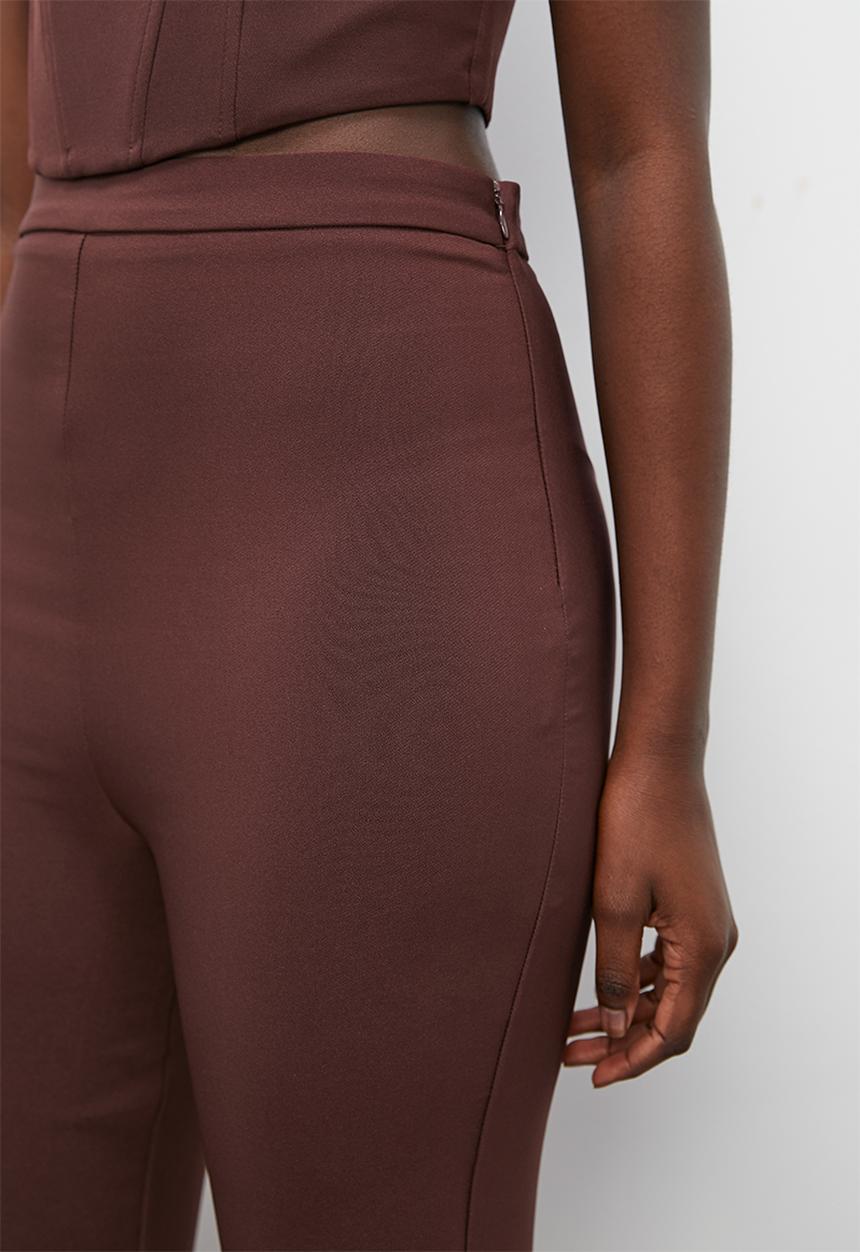 VELVET - Co-ord formal statement kick flare trouser - deep mahogany