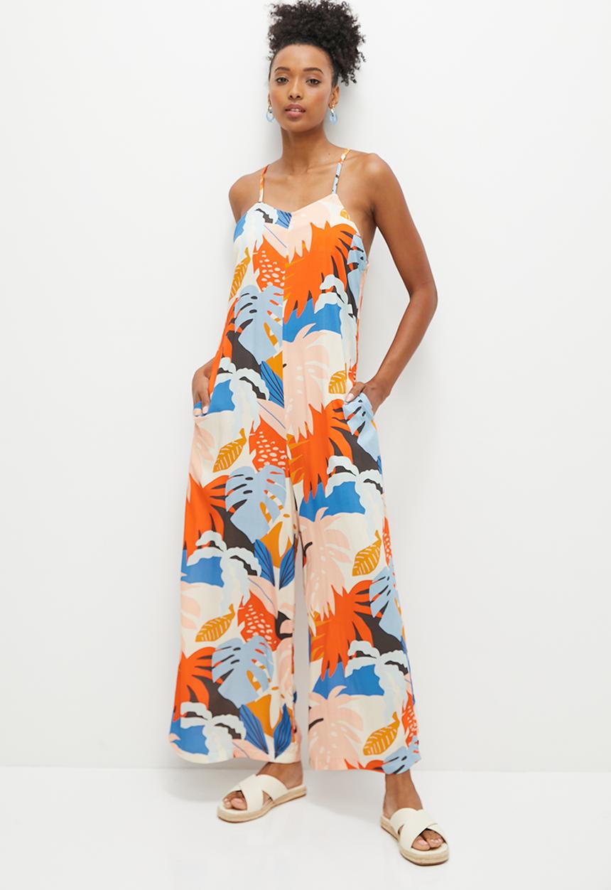 edit - Strappy v-neck wide leg jumpsuit - multi 