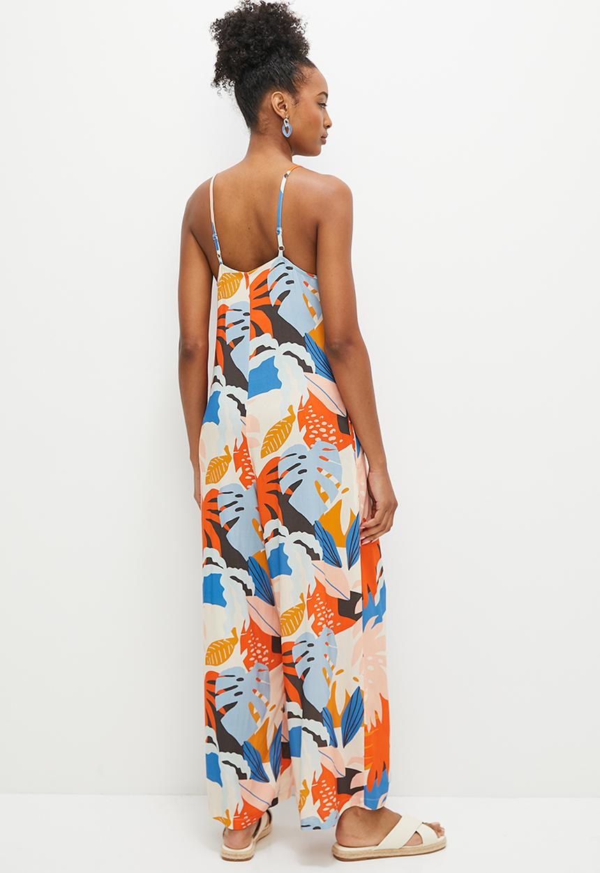 edit - Strappy v-neck wide leg jumpsuit - multi 