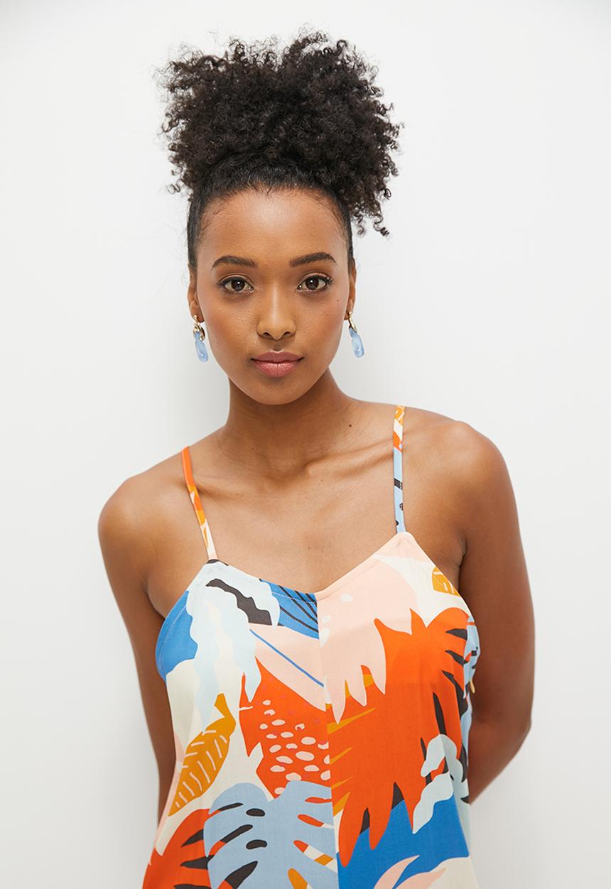 edit - Strappy v-neck wide leg jumpsuit - multi 