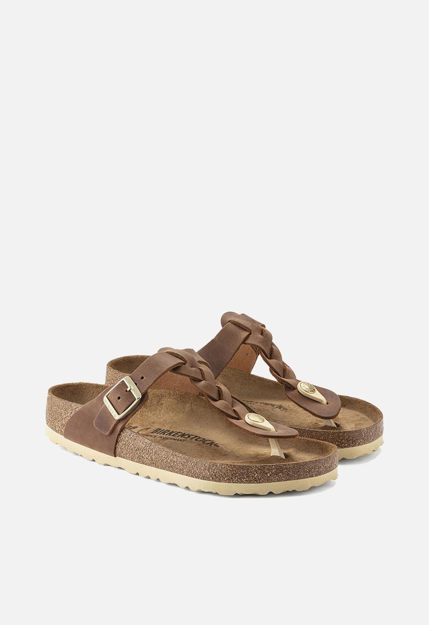 Birkenstock - Gizeh braided fl waxy oiled leather regular - cognac