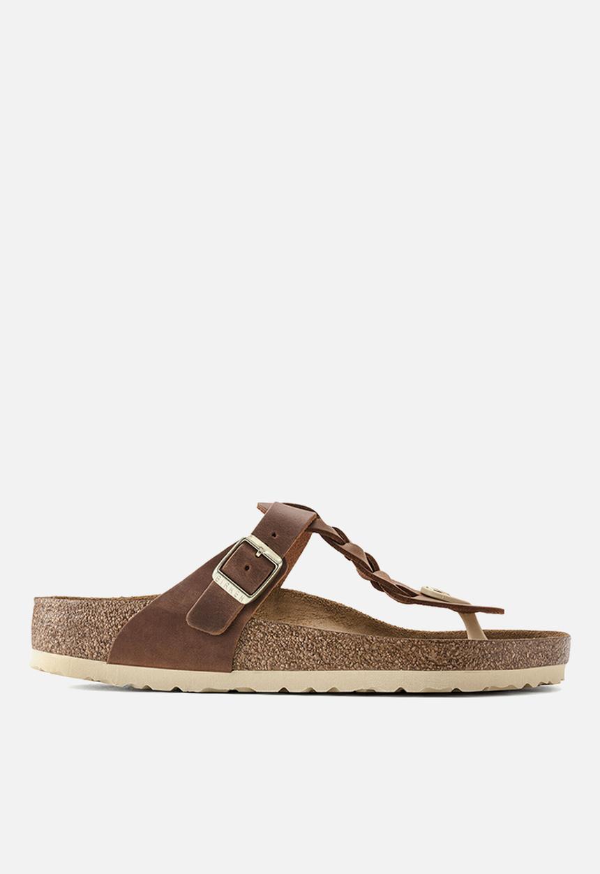 Birkenstock - Gizeh braided fl waxy oiled leather regular - cognac