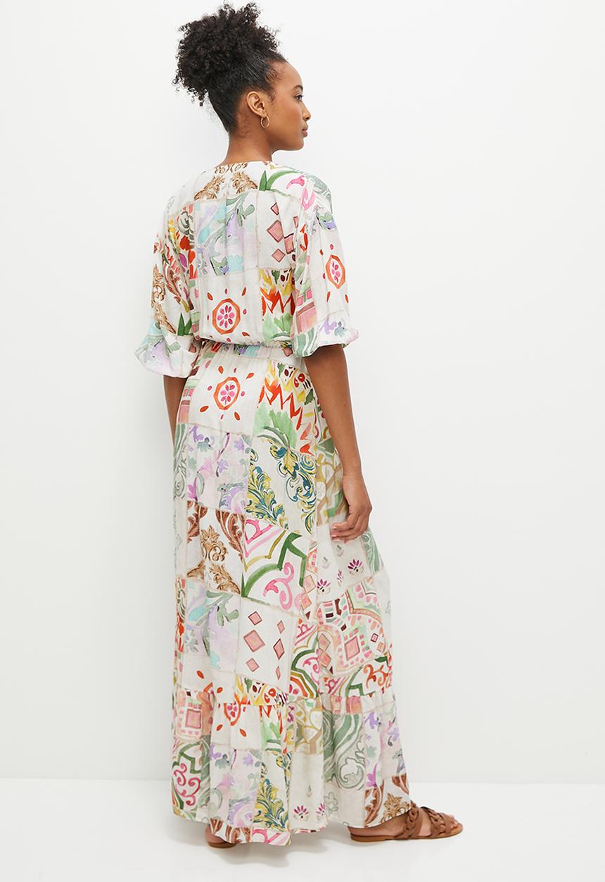 edit - Wrap tiered maxi dress -  multi 
