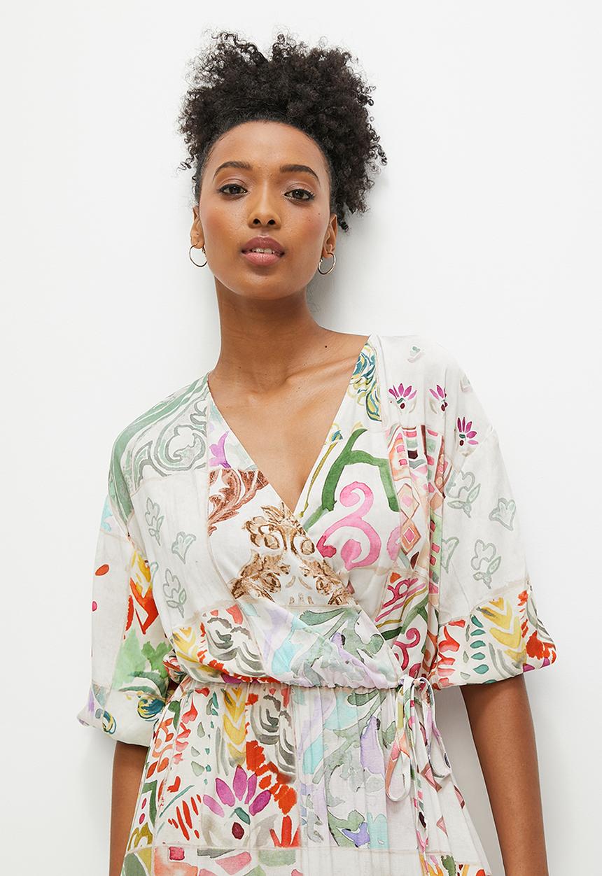 edit - Wrap tiered maxi dress -  multi 