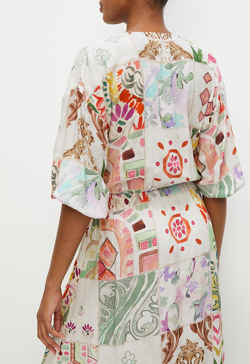edit - Wrap tiered maxi dress -  multi 