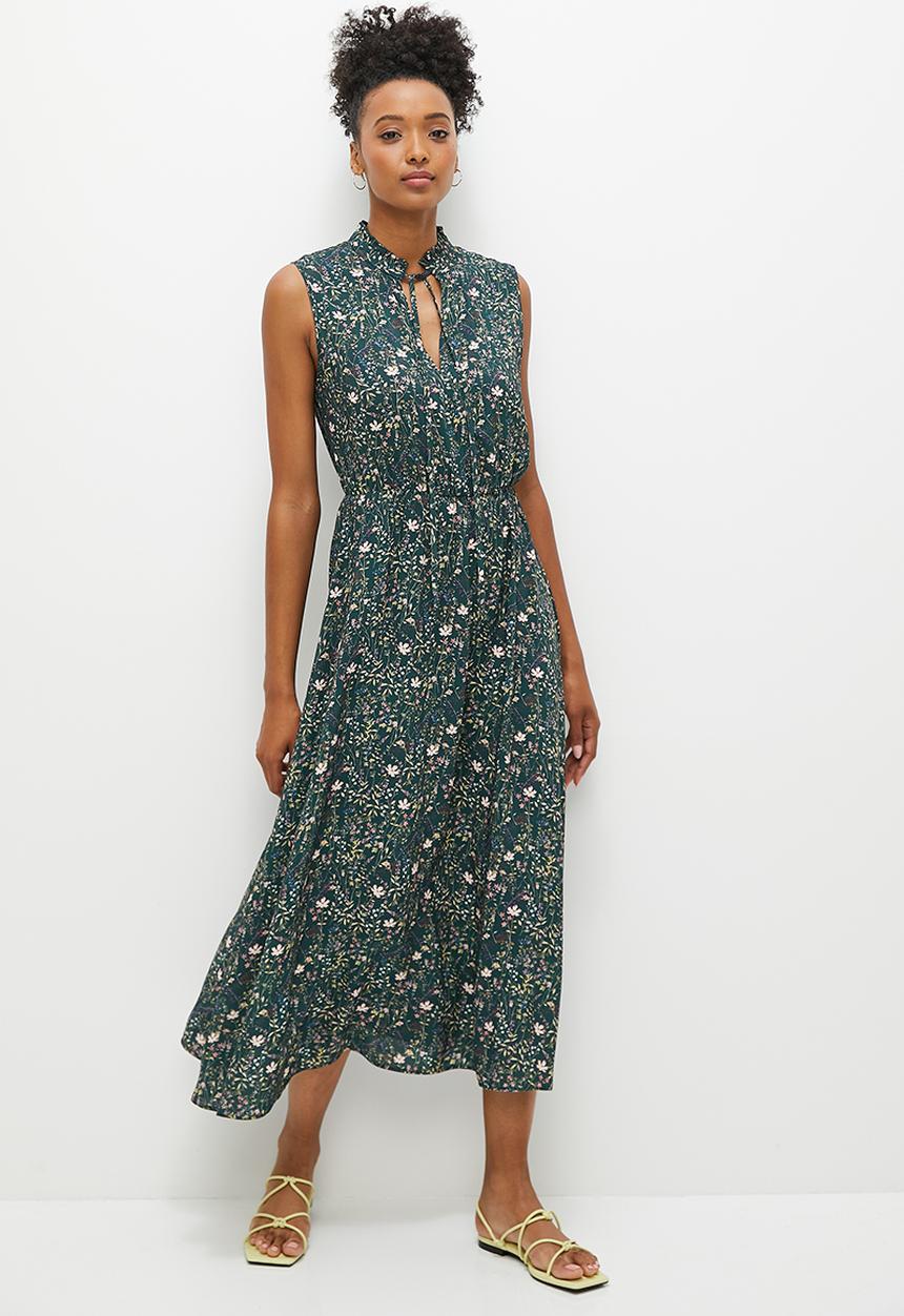 edit - Hanky hem fit & flare midaxi - teals meadow floral