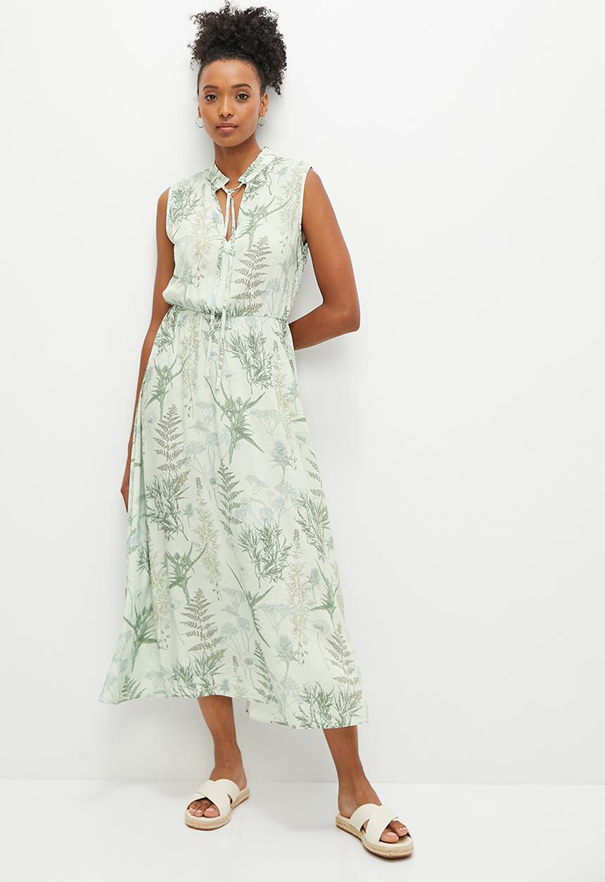 edit - Hanky hem fit & flare midaxi - dusty sage botanical