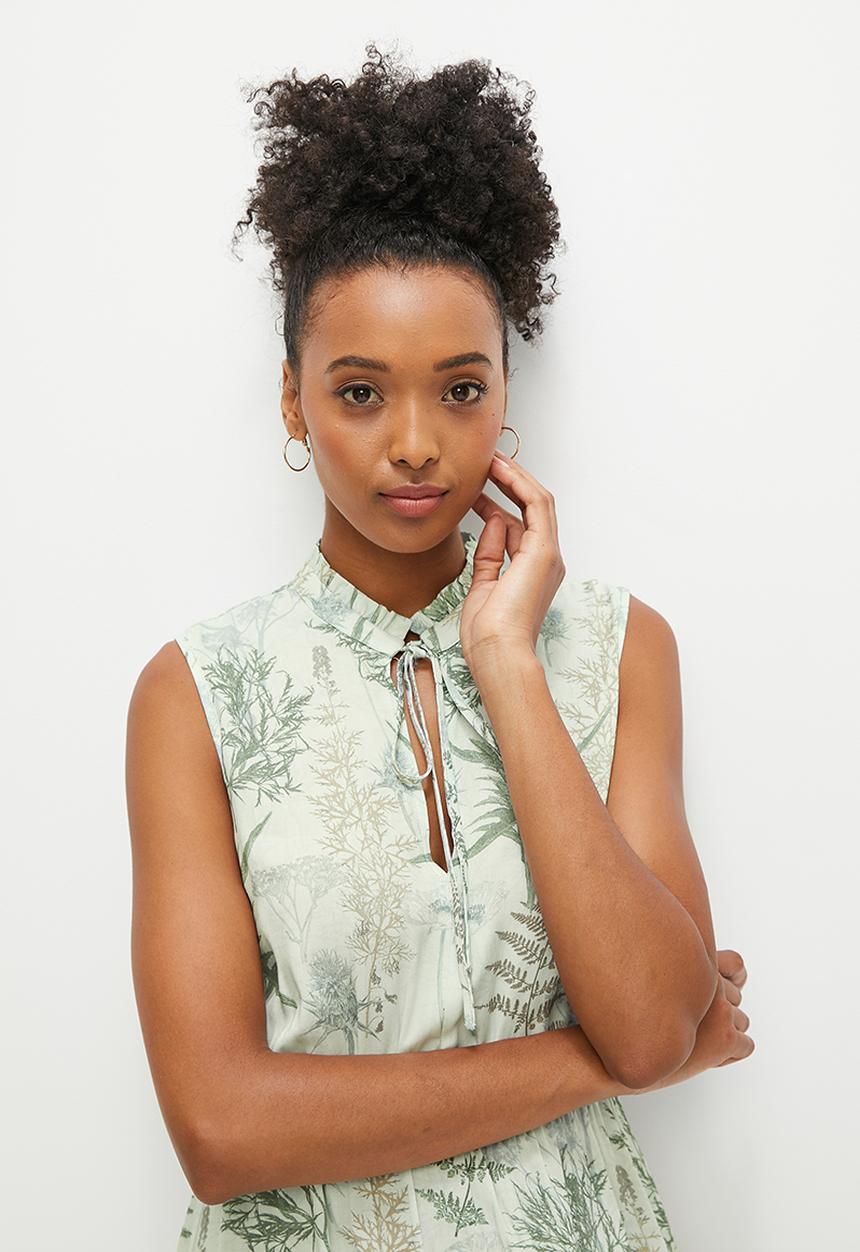 edit - Hanky hem fit & flare midaxi - dusty sage botanical