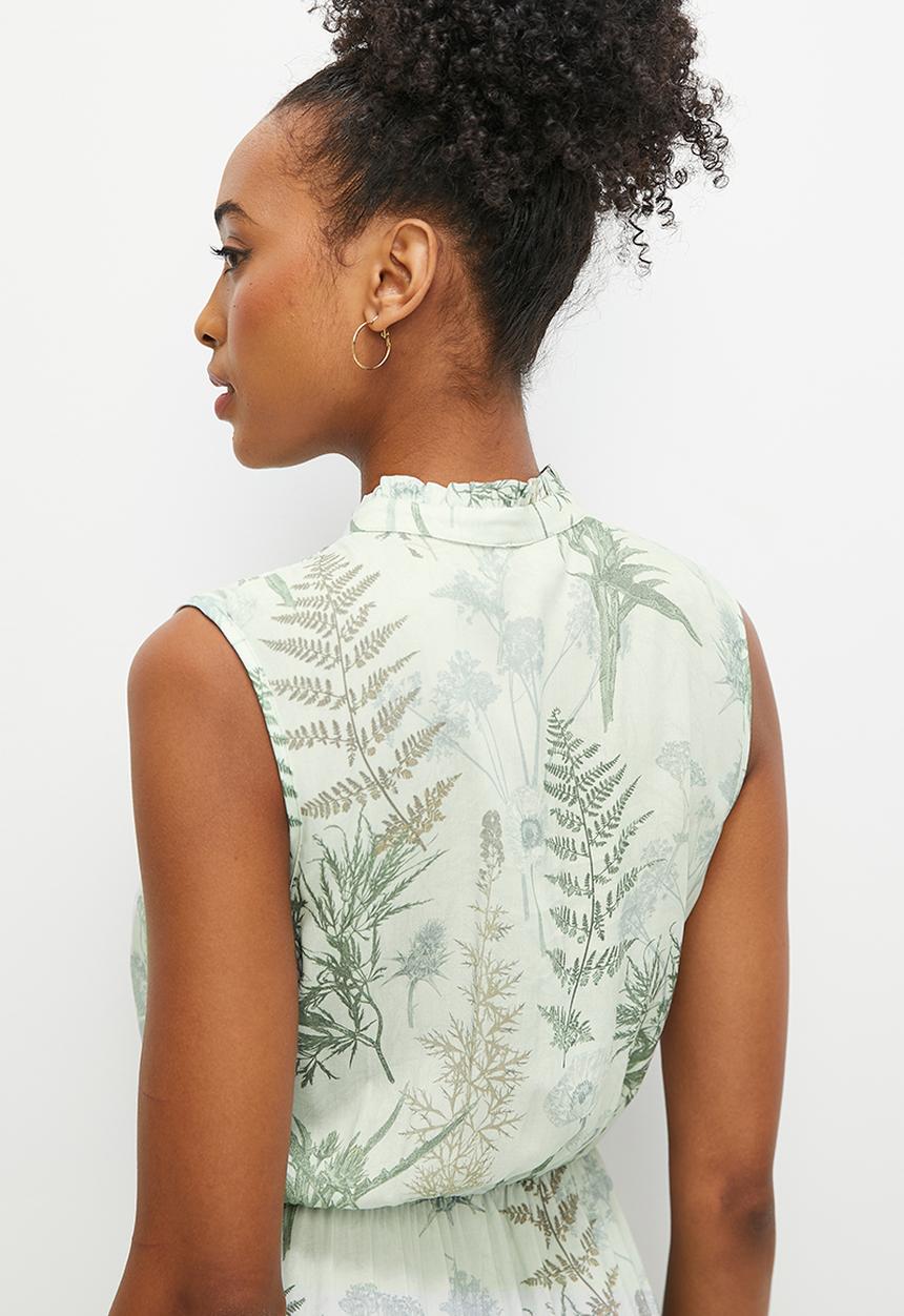 edit - Hanky hem fit & flare midaxi - dusty sage botanical