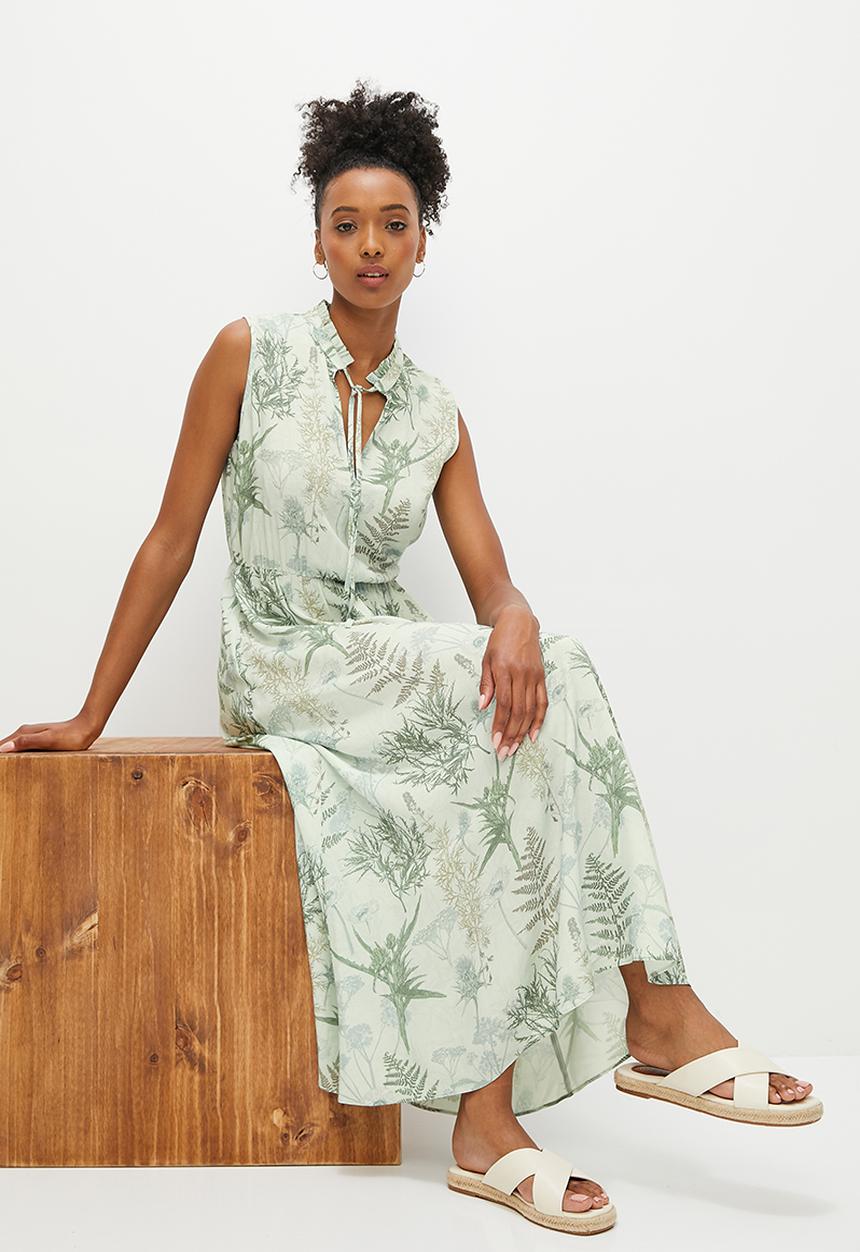 edit - Hanky hem fit & flare midaxi - dusty sage botanical