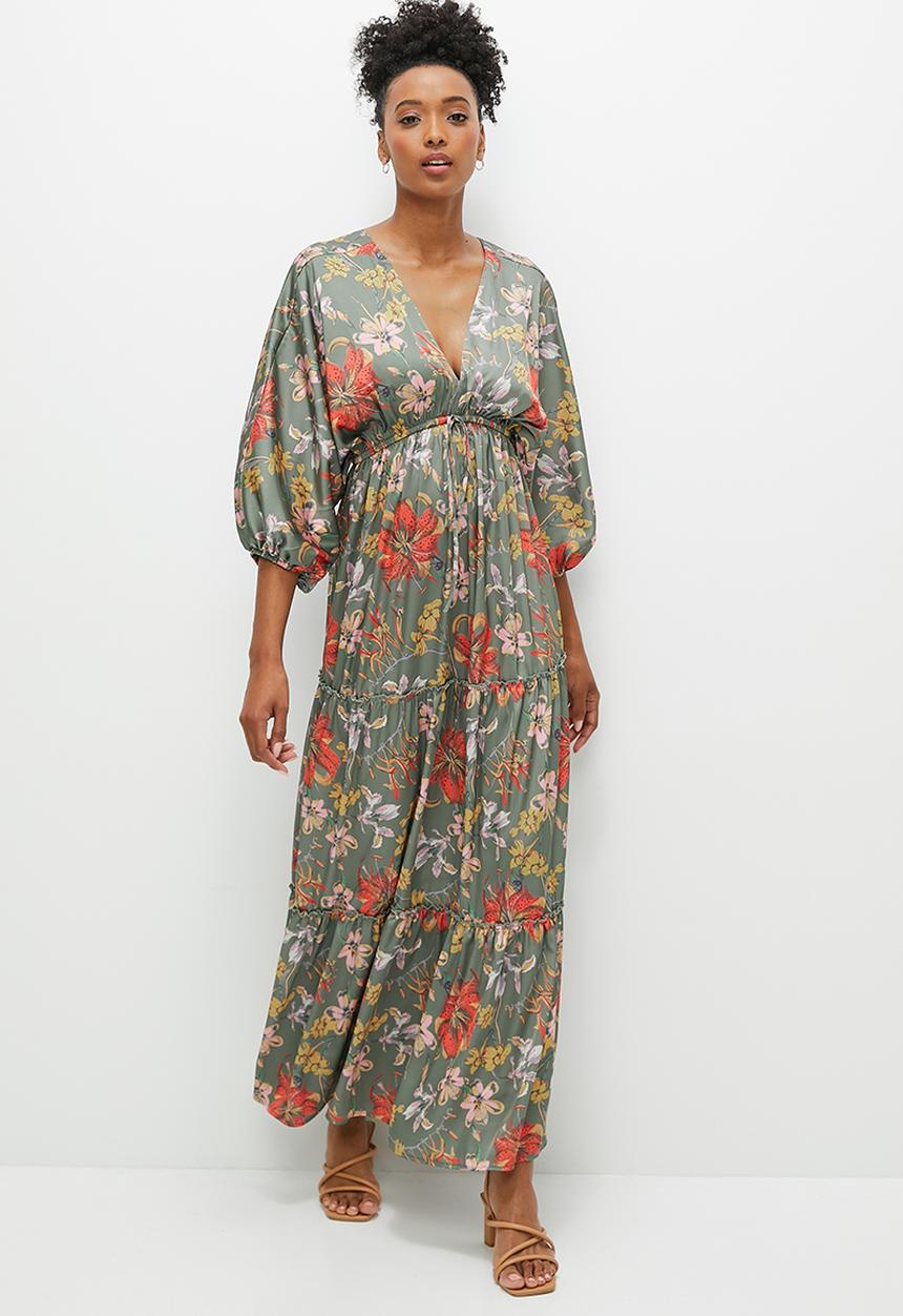 edit - Dolman sleeve boho tiered maxi - olives garden floral