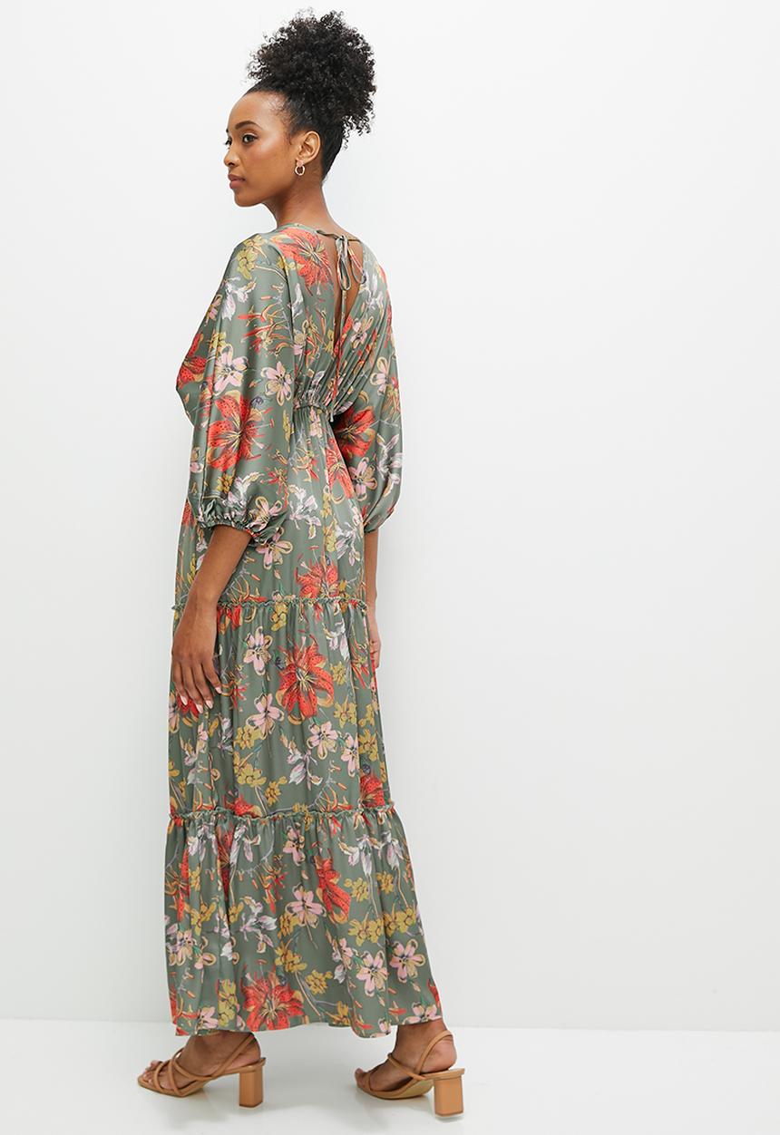 edit - Dolman sleeve boho tiered maxi - olives garden floral