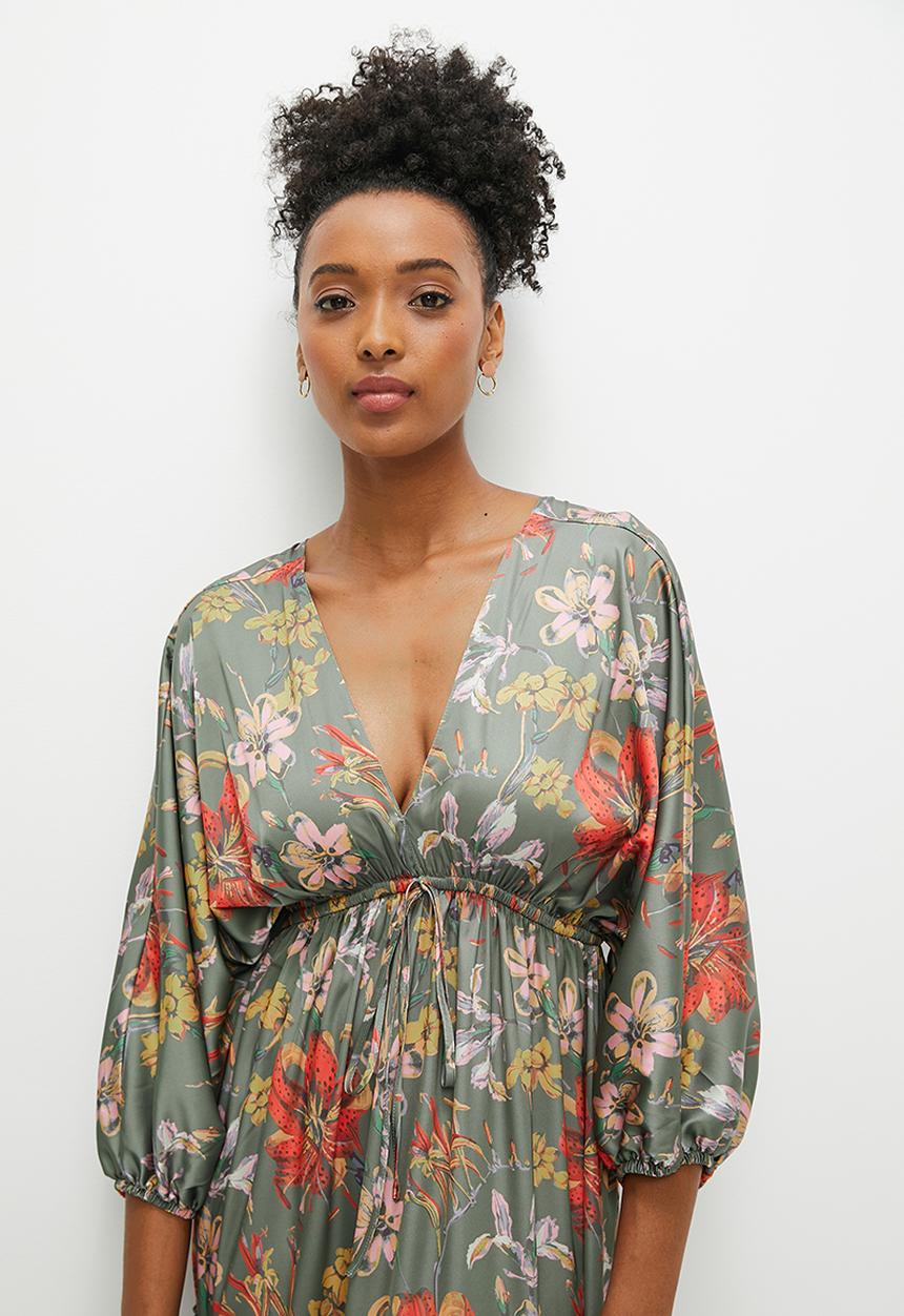 edit - Dolman sleeve boho tiered maxi - olives garden floral