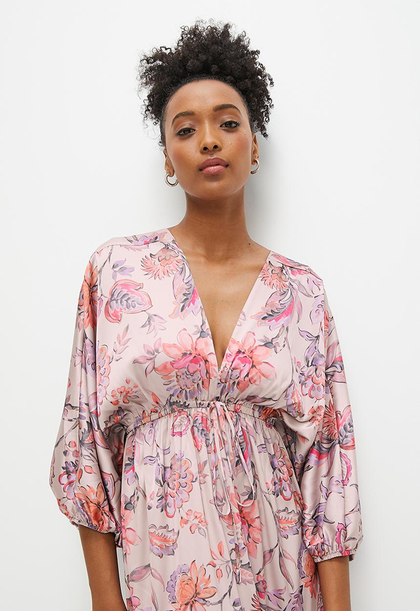 edit - Dolman sleeve boho tiered maxi - light pink
