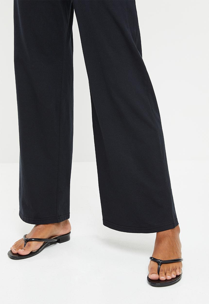 edit Maternity - Maternity ruched waist comfy wide leg - black