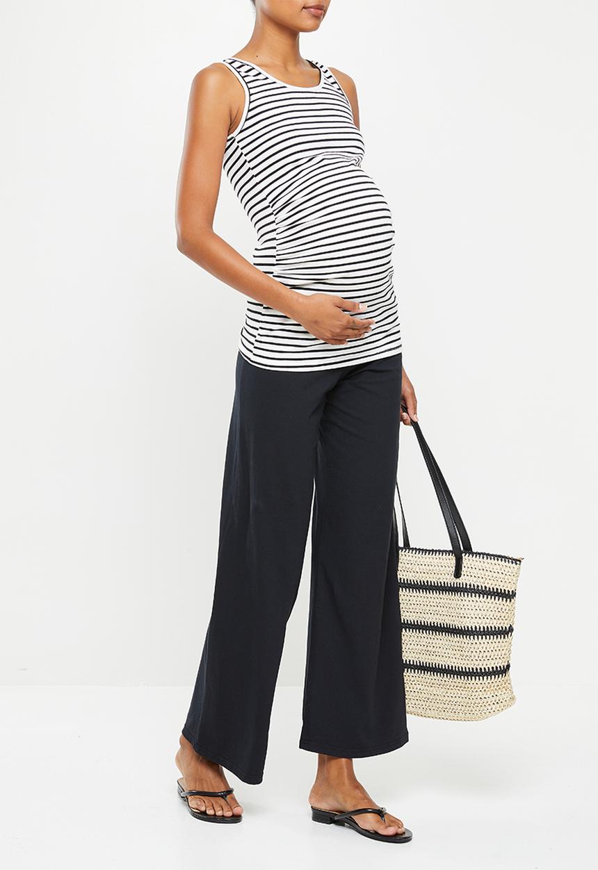 edit Maternity - Maternity ruched waist comfy wide leg - black