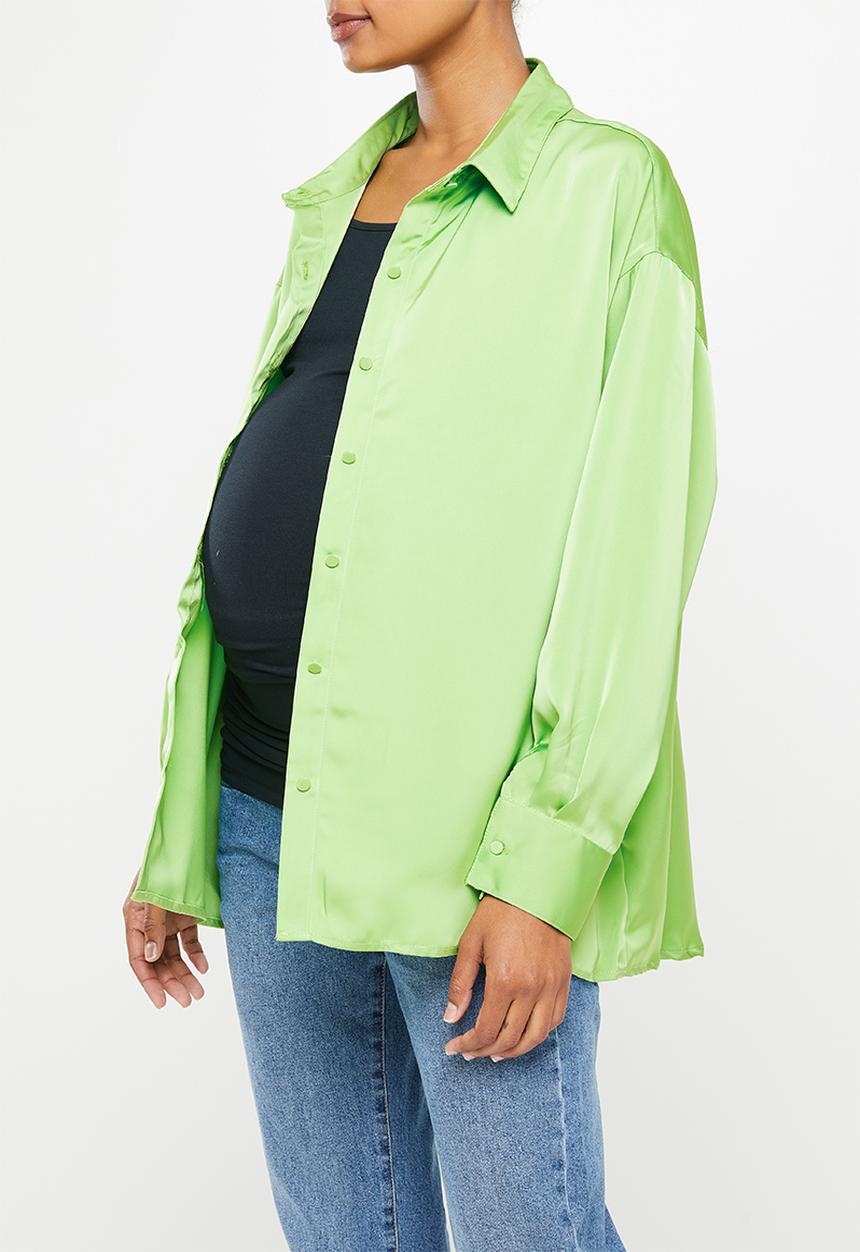 Cotton On - Maternity satin dad shirt - super green