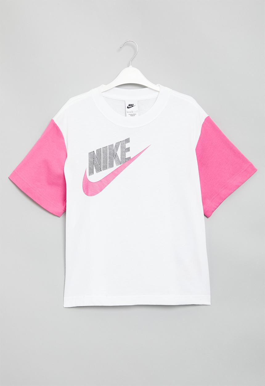 Nike - G nsw tee essntl boxy tee dnc - white & pink
