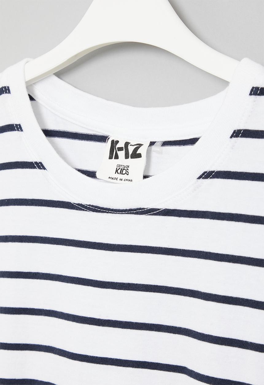Cotton On - Corey crop tee - white/navy blazer stripe