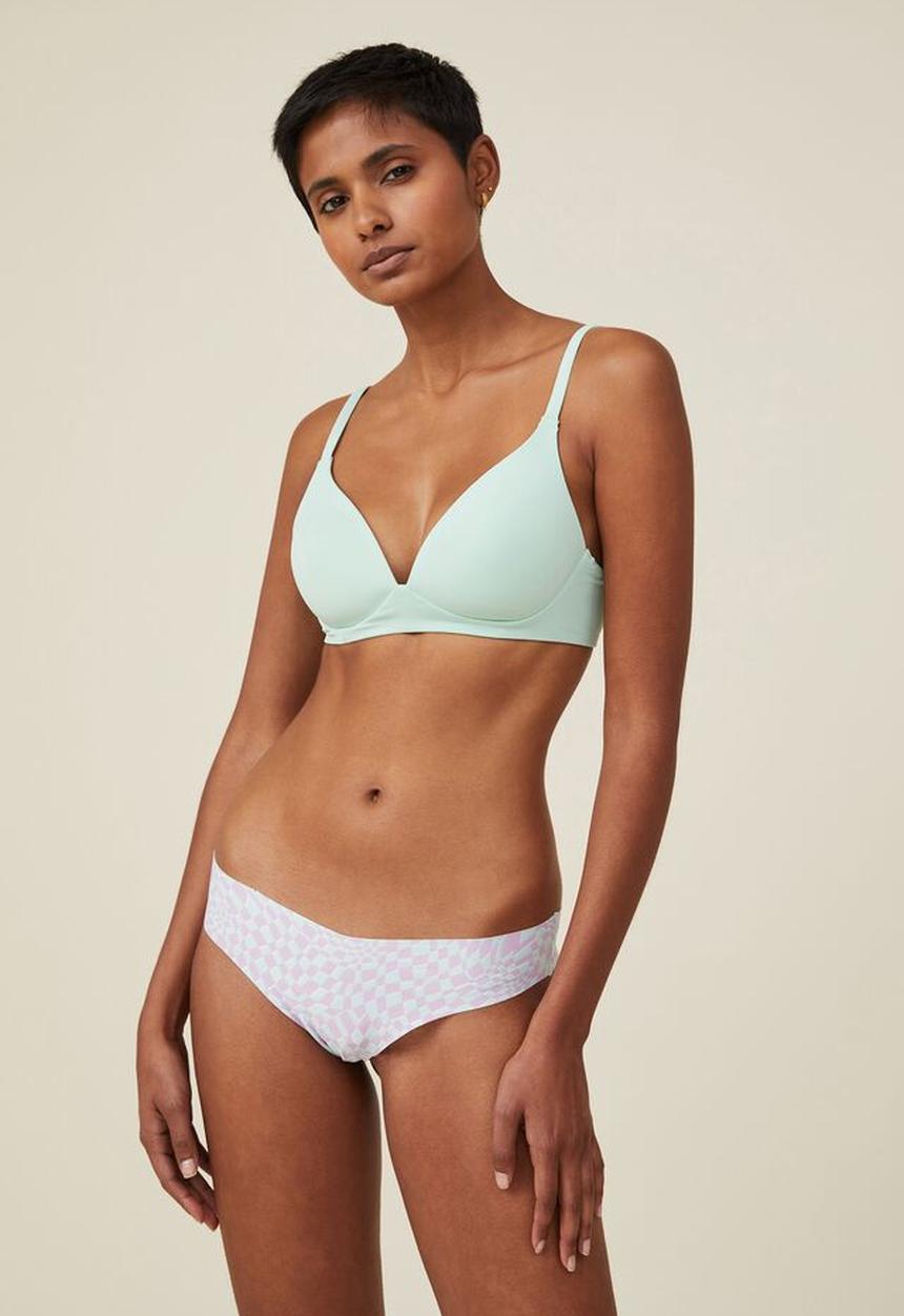 Cotton On - The invisible g string brief - harlequin check cameo green