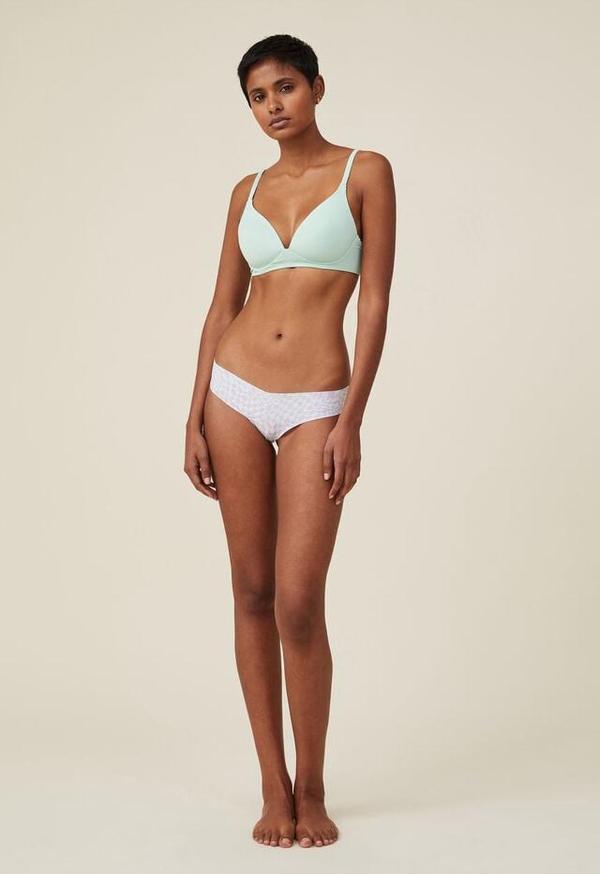 Cotton On - The invisible g string brief - harlequin check cameo green