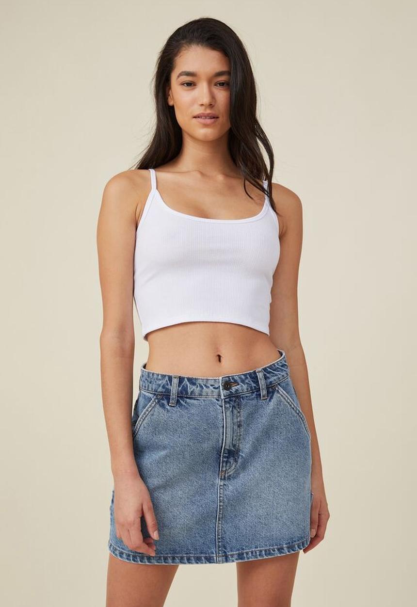 Cotton On - Cargo denim low rise mini skirt - stormy blue