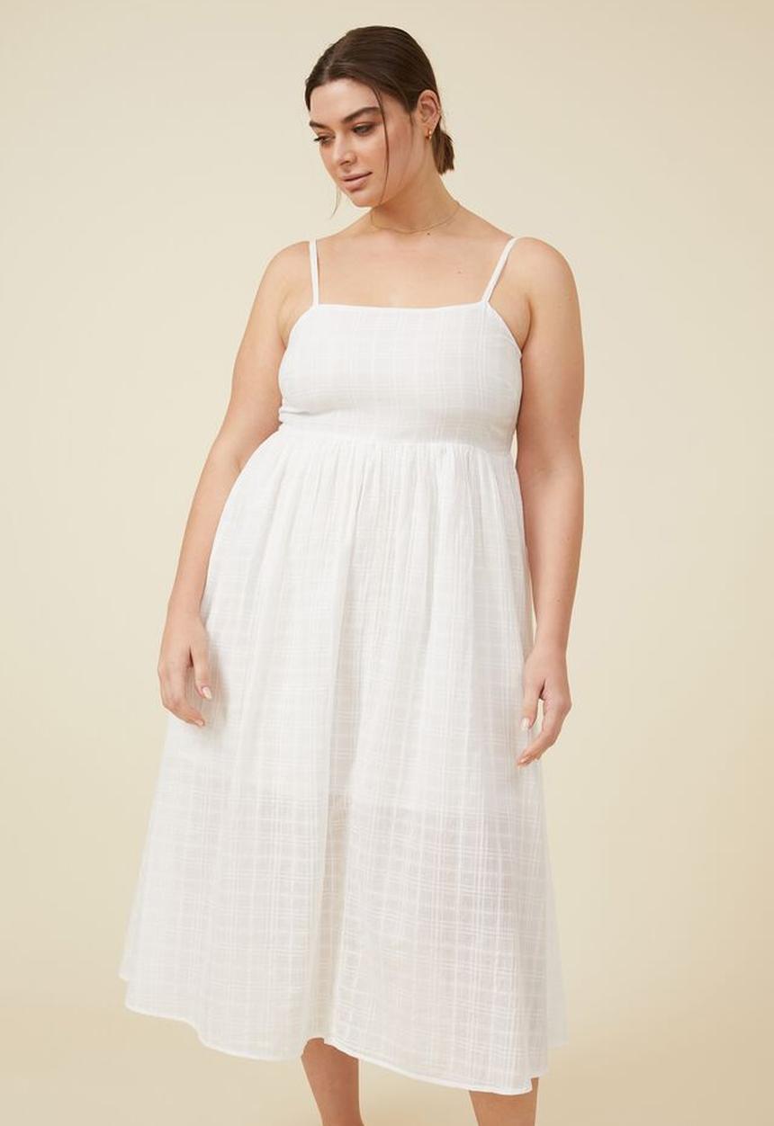 Cotton On - Curve tiane strappy midi dress - white