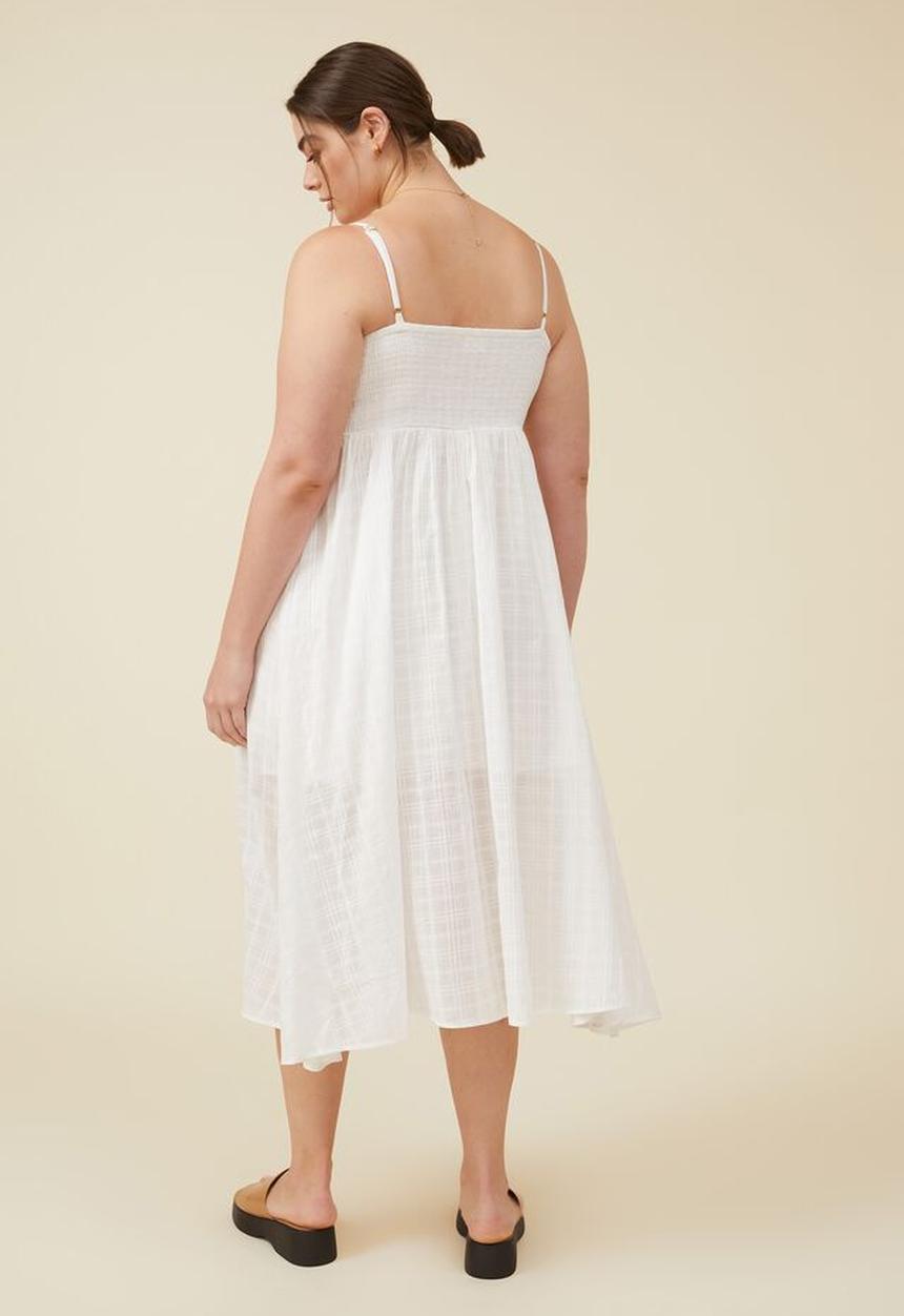 Cotton On - Curve tiane strappy midi dress - white