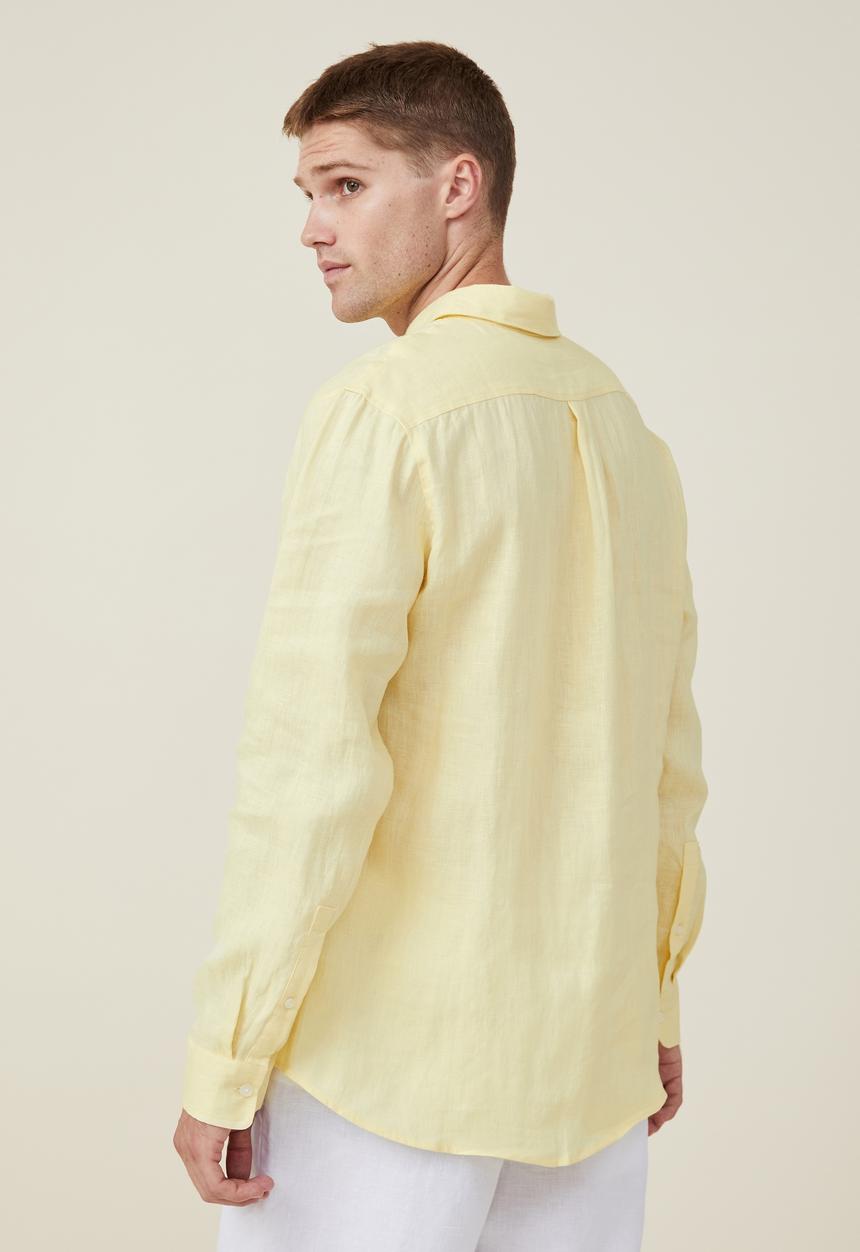 Cotton On - Linen long sleeve shirt - lemon