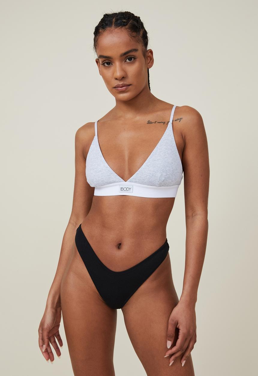 Cotton On - Organic cotton rib g-string - black