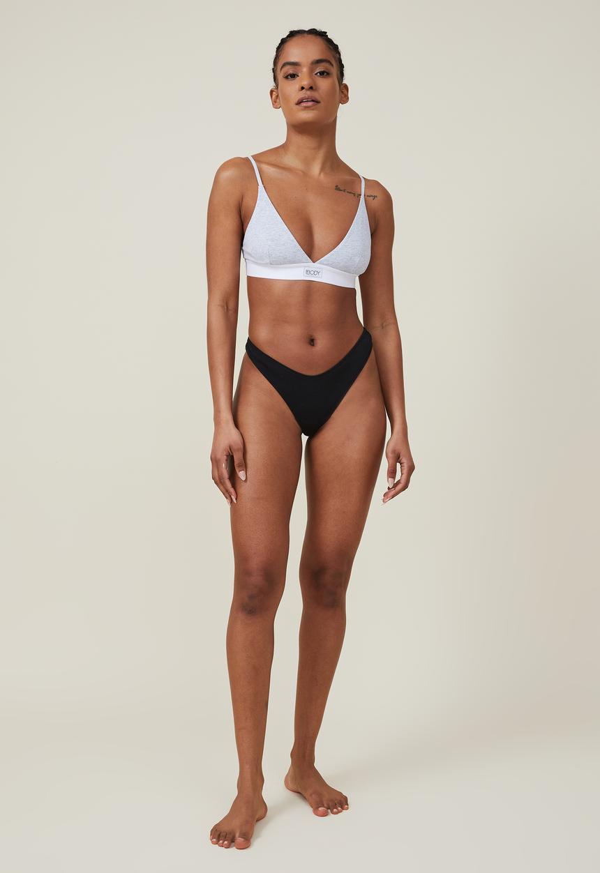 Cotton On - Organic cotton rib g-string - black