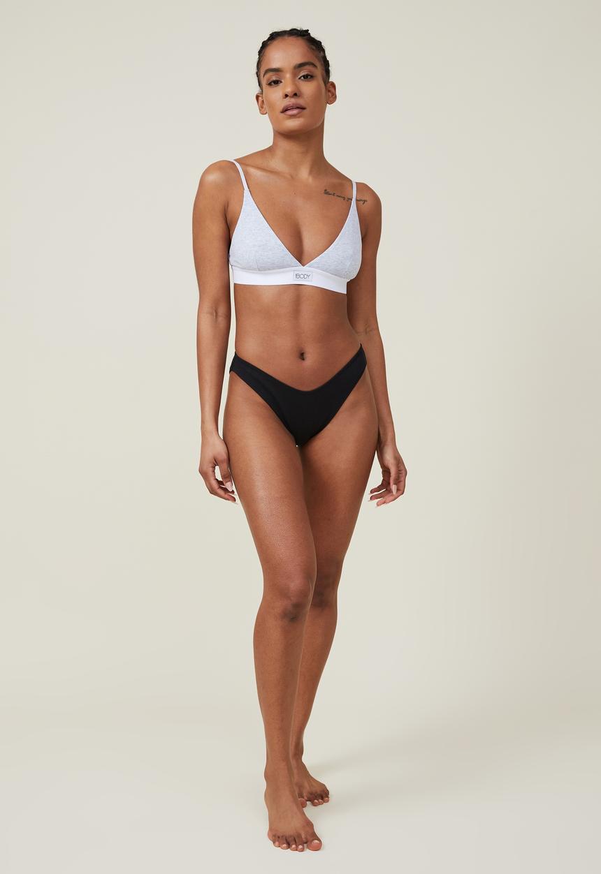 Cotton On - Organic cotton rib bikini brief - black