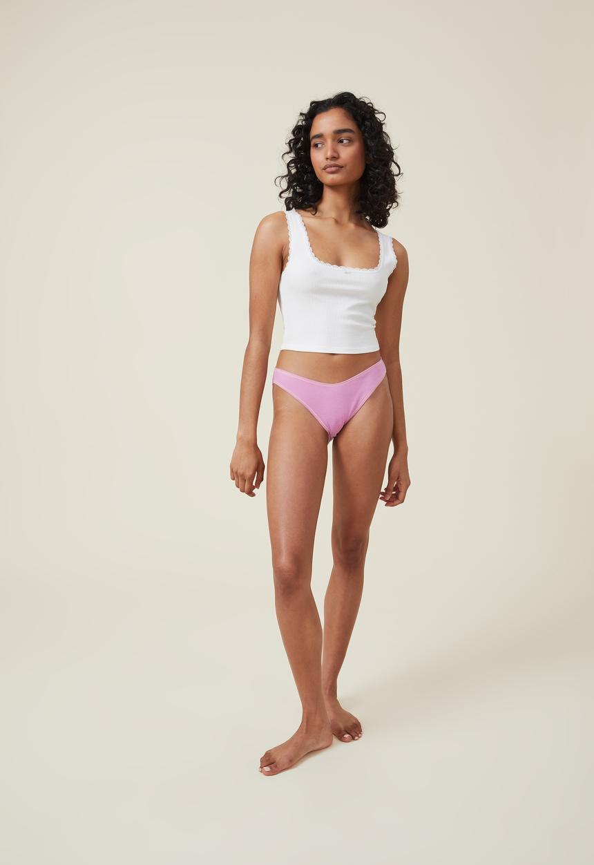 Cotton On - Organic cotton rib bikini brief - digital orchid