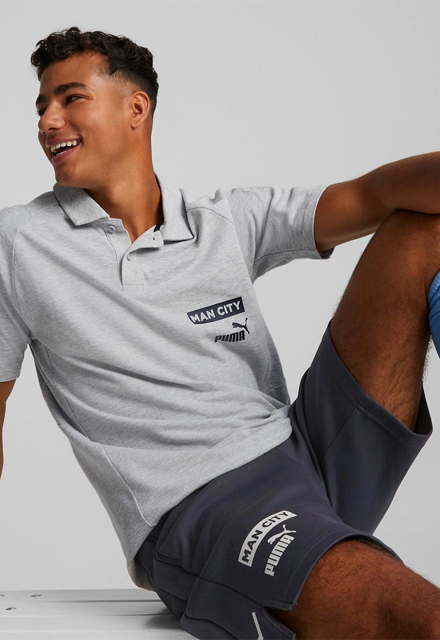 PUMA - Mcfc casuals polo - light gray heather & parisian night