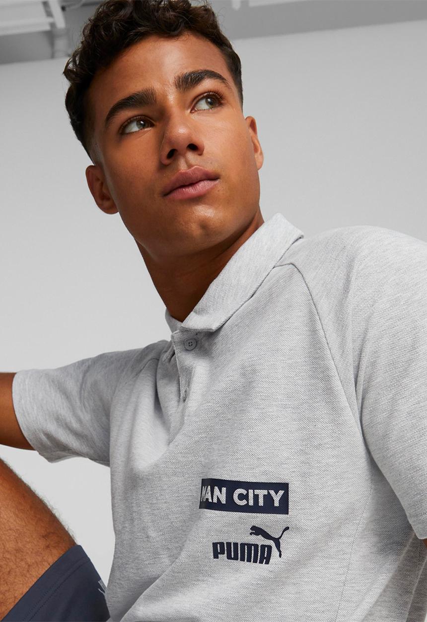 PUMA - Mcfc casuals polo - light gray heather & parisian night