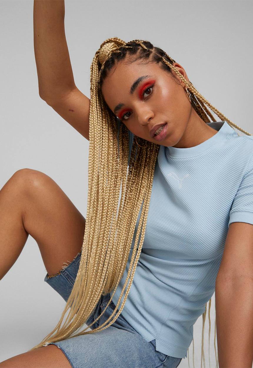PUMA - Ess slim tee dress - blue wash