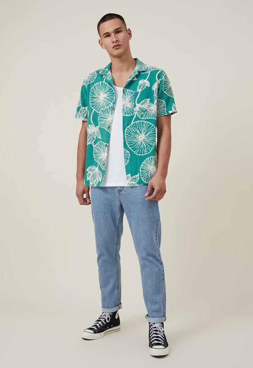 Cotton On - Riviera short sleeve shirt - green floral