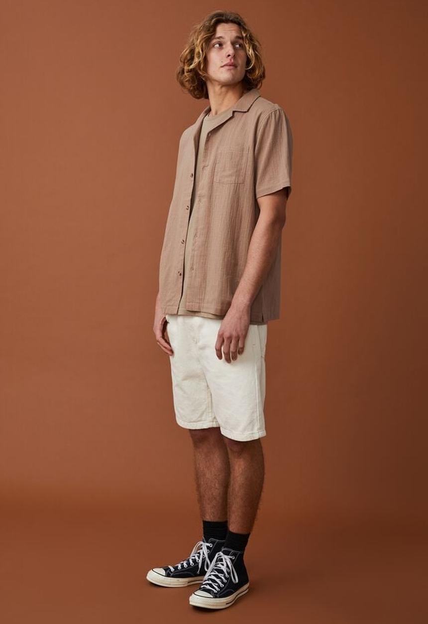 Cotton On - Riviera short sleeve shirt - gravel stone
