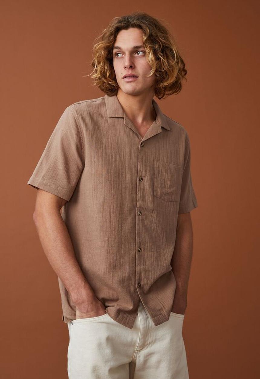 Cotton On - Riviera short sleeve shirt - gravel stone